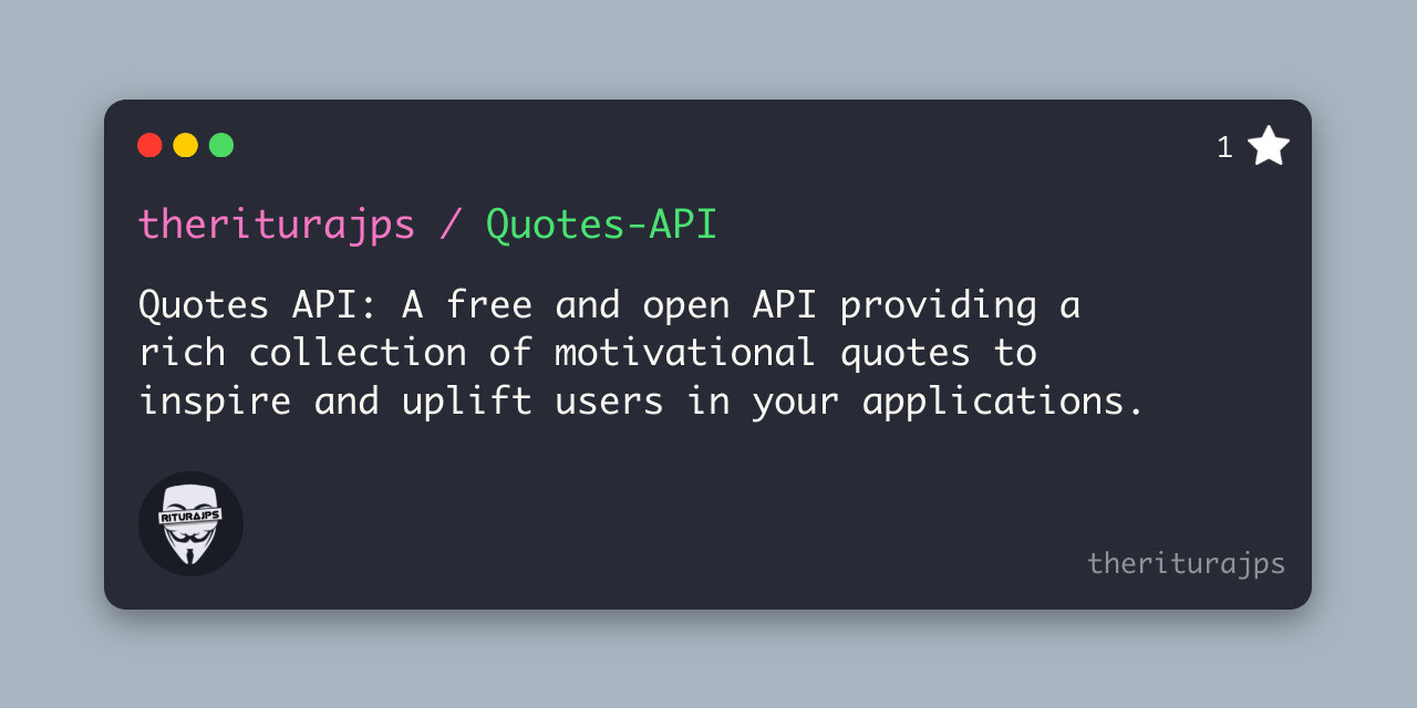 A free and open API providing a rich collection of motivational quotes to inspire and uplift users in your applications.